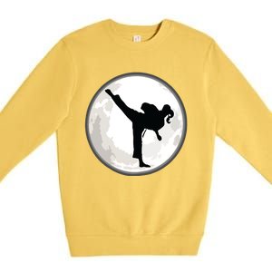 Taekwondo Girl In The Moon Tee Premium Crewneck Sweatshirt