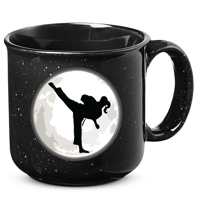 Taekwondo Girl In The Moon Tee 15oz Campfire Ceramic Mug