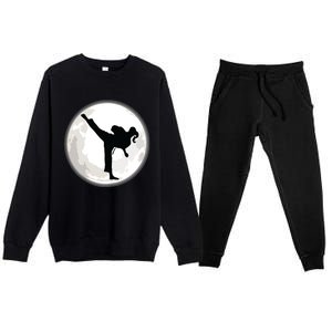 Taekwondo Girl In The Moon Tee Premium Crewneck Sweatsuit Set