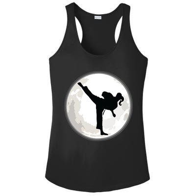 Taekwondo Girl In The Moon Tee Ladies PosiCharge Competitor Racerback Tank