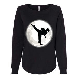 Taekwondo Girl In The Moon Tee Womens California Wash Sweatshirt