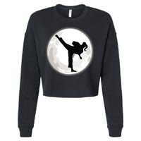 Taekwondo Girl In The Moon Tee Cropped Pullover Crew