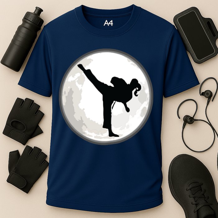 Taekwondo Girl In The Moon Tee Cooling Performance Crew T-Shirt