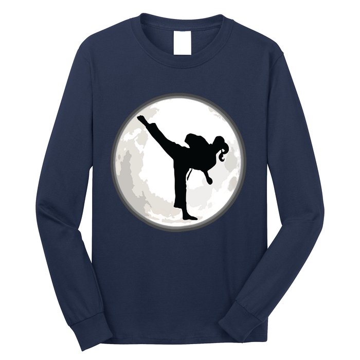 Taekwondo Girl In The Moon Tee Long Sleeve Shirt