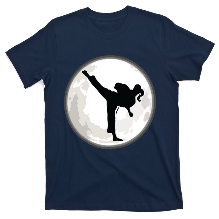 Taekwondo Girl In The Moon Tee T-Shirt