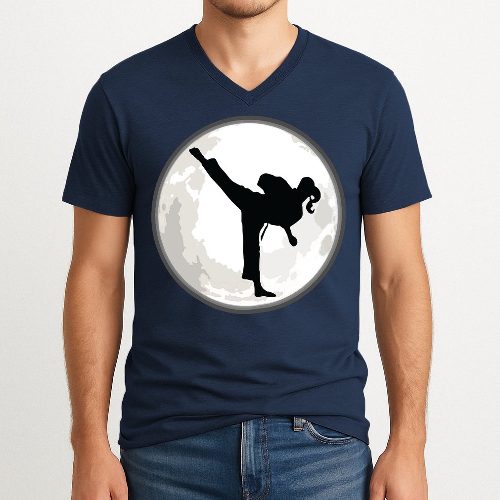 Taekwondo Girl In The Moon Tee V-Neck T-Shirt