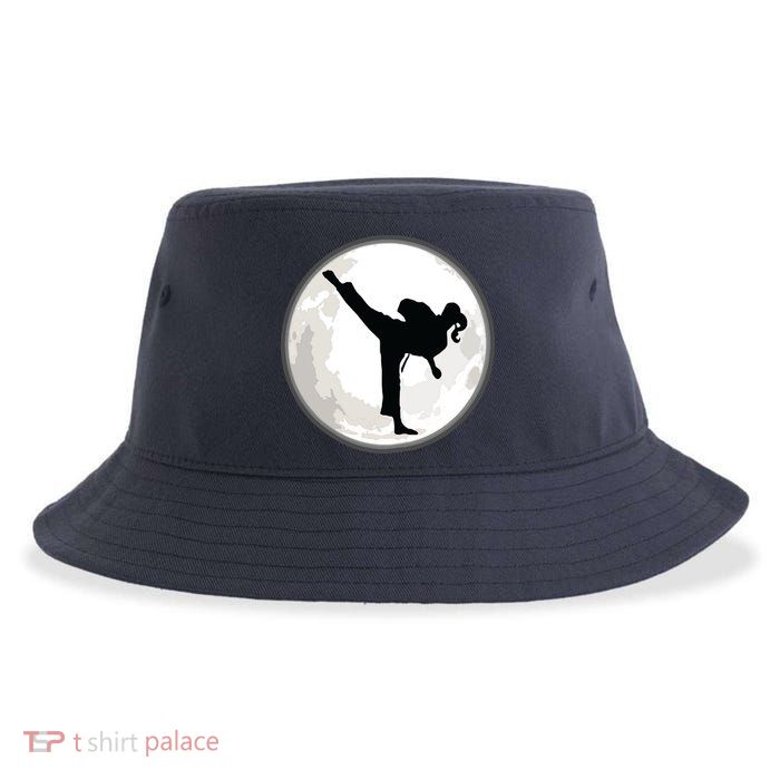 Taekwondo Girl In The Moon Tee Sustainable Bucket Hat