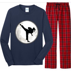 Taekwondo Girl In The Moon Tee Long Sleeve Pajama Set