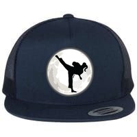 Taekwondo Girl In The Moon Tee Flatbill Hat