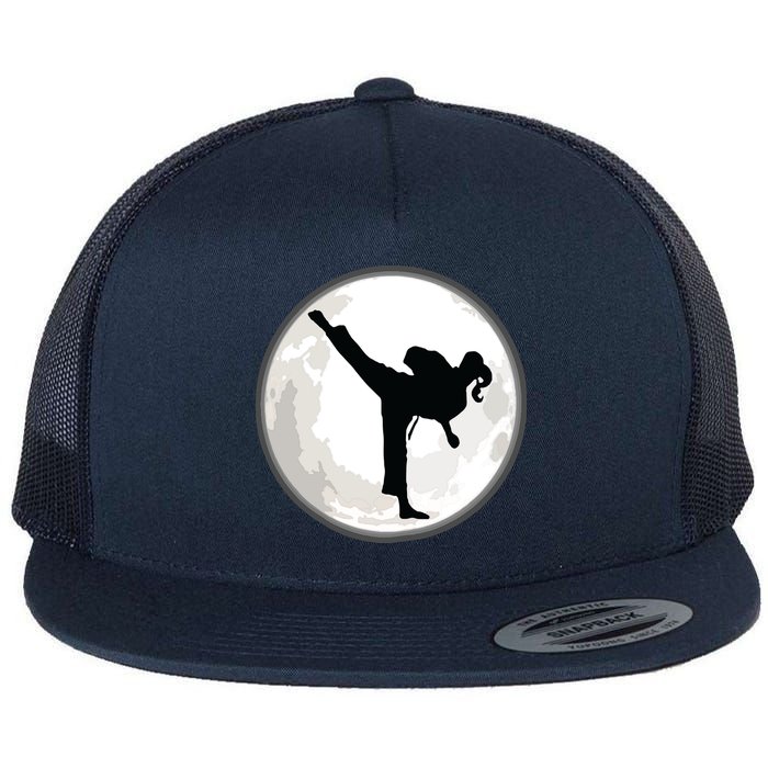 Taekwondo Girl In The Moon Tee Flatbill Hat