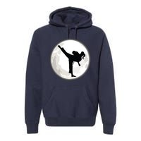 Taekwondo Girl In The Moon Tee Premium Hoodie