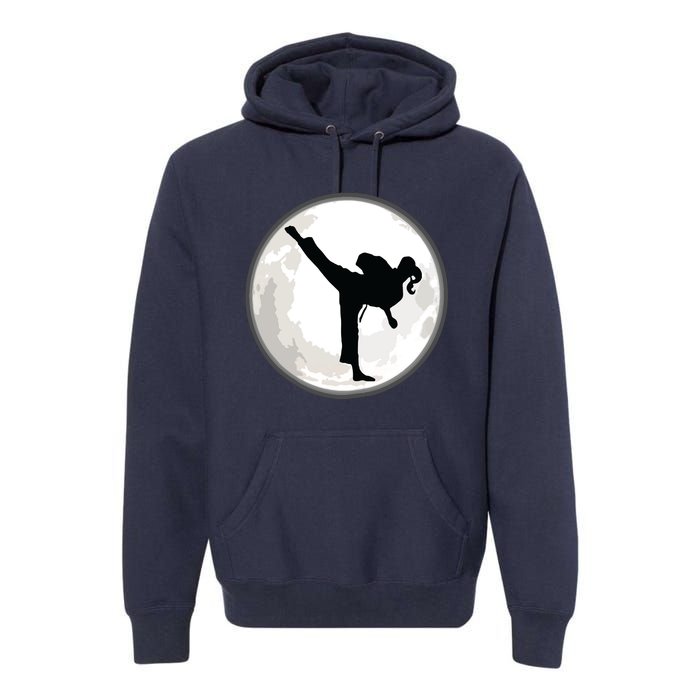 Taekwondo Girl In The Moon Tee Premium Hoodie