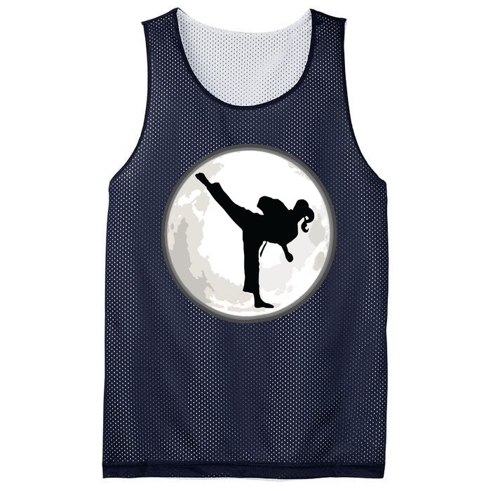 Taekwondo Girl In The Moon Tee Mesh Reversible Basketball Jersey Tank