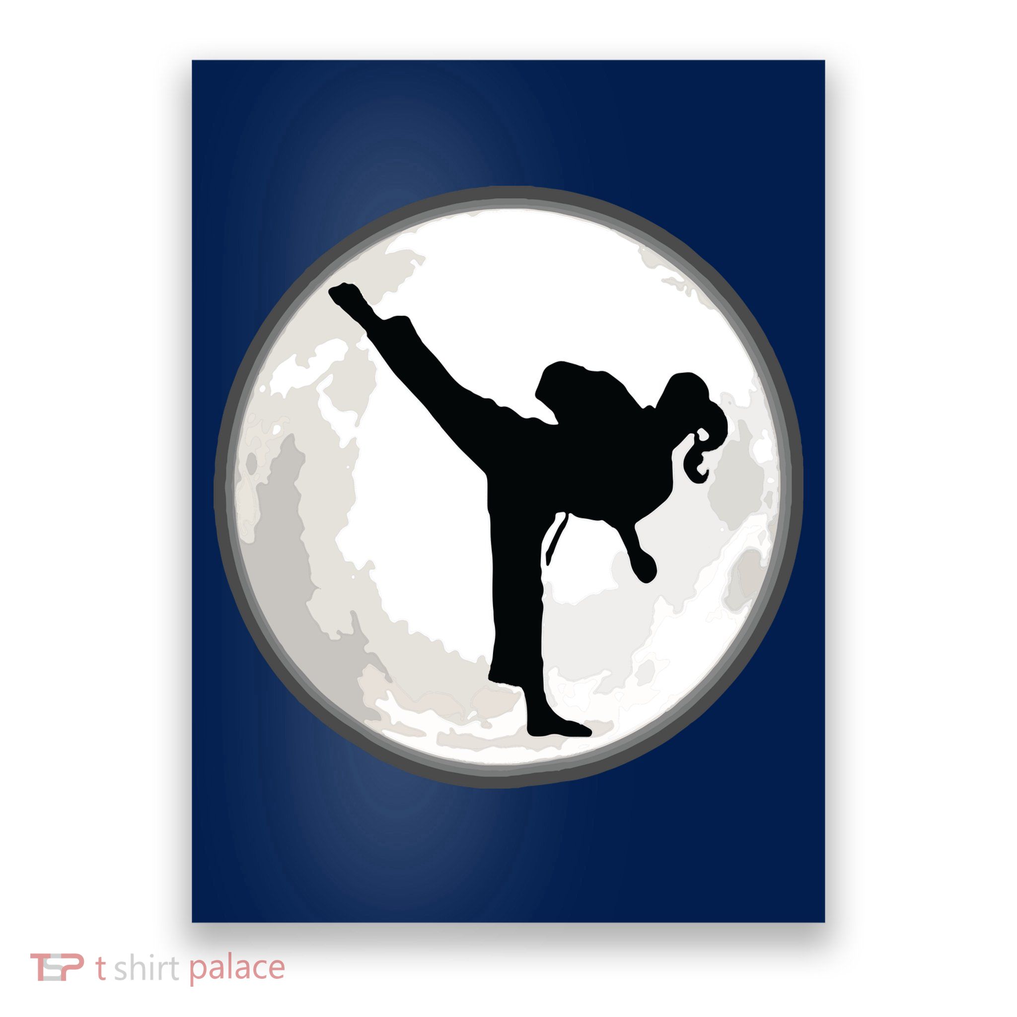 Taekwondo Girl In The Moon Tee Poster