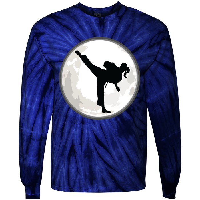 Taekwondo Girl In The Moon Tee Tie-Dye Long Sleeve Shirt