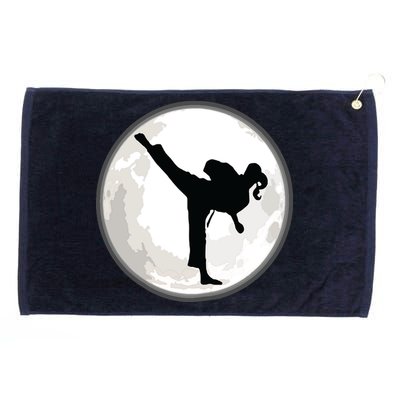 Taekwondo Girl In The Moon Tee Grommeted Golf Towel