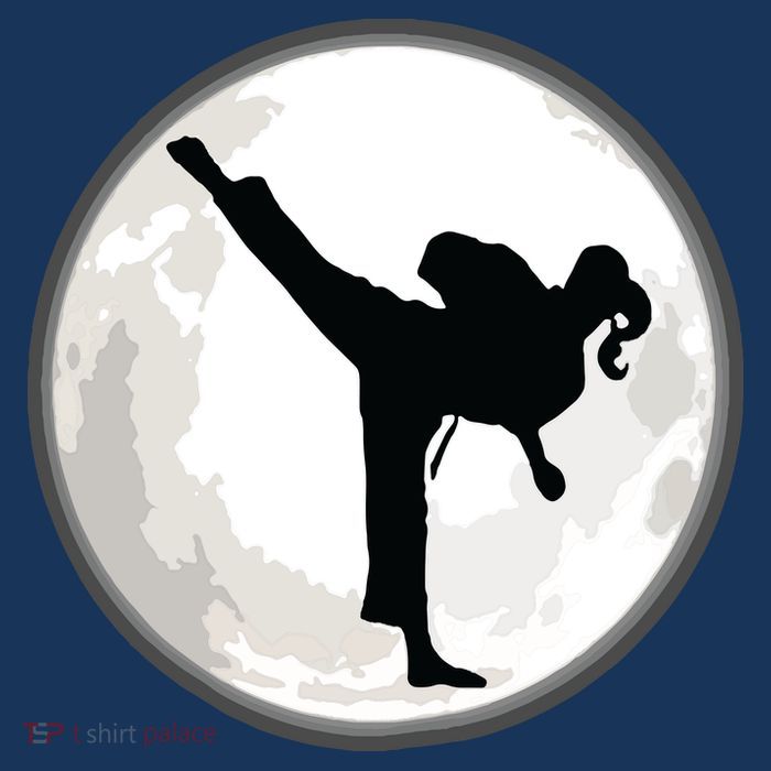 Taekwondo Girl In The Moon Tee Womens T-Shirt