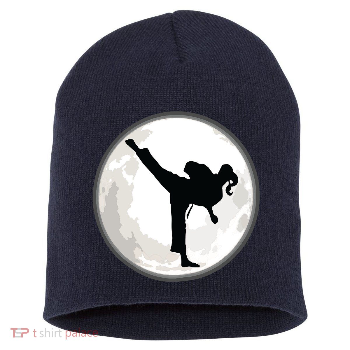 Taekwondo Girl In The Moon Tee Short Acrylic Beanie