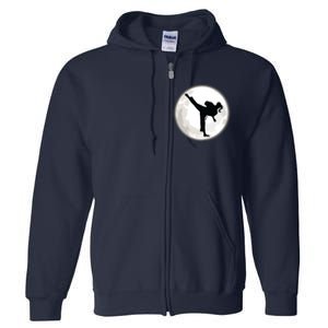 Taekwondo Girl In The Moon Tee Full Zip Hoodie