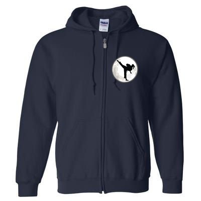 Taekwondo Girl In The Moon Tee Full Zip Hoodie