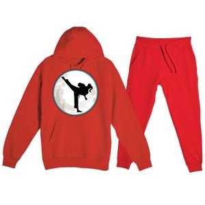 Taekwondo Girl In The Moon Tee Premium Hooded Sweatsuit Set