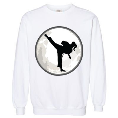 Taekwondo Girl In The Moon Tee Garment-Dyed Sweatshirt