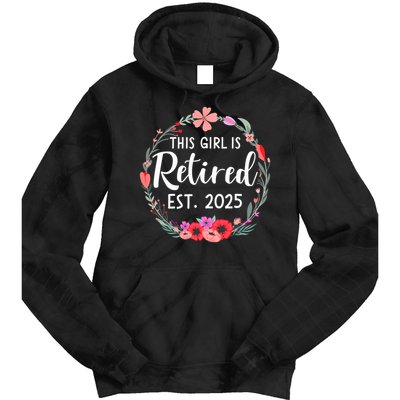 This Girls Is Retired 2025 Floral For Women Retirement Tie Dye Hoodie
