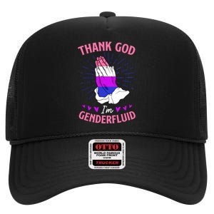 Thank God I'm Genderfluid Christian Pride High Crown Mesh Back Trucker Hat