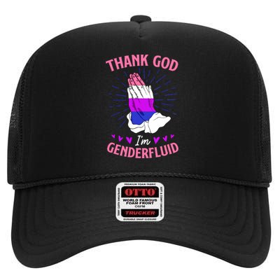 Thank God I'm Genderfluid Christian Pride High Crown Mesh Back Trucker Hat