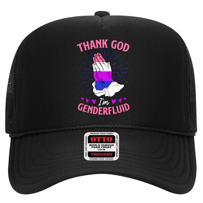 Thank God I'm Genderfluid Christian Pride High Crown Mesh Back Trucker Hat