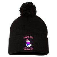 Thank God I'm Genderfluid Christian Pride Pom Pom 12in Knit Beanie