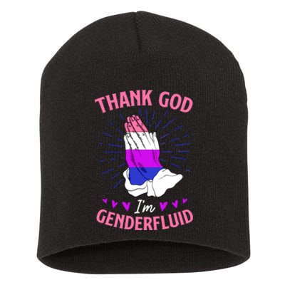 Thank God I'm Genderfluid Christian Pride Short Acrylic Beanie