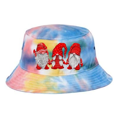 Three Gnomes In Red Costume Christmas Hanging With Gnomes TShirt Tie Dye Newport Bucket Hat