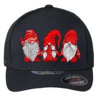 Three Gnomes In Red Costume Christmas Hanging With Gnomes TShirt Flexfit Unipanel Trucker Cap