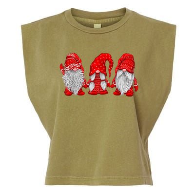 Three Gnomes In Red Costume Christmas Hanging With Gnomes TShirt Garment-Dyed Women's Muscle Tee