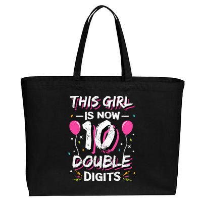 This Girl Is Now 10 Double Digits 10th birthday Gift Cotton Canvas Jumbo Tote