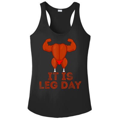 Thanksgiving Gym It's Leg Day Turkey Ladies PosiCharge Competitor Racerback Tank