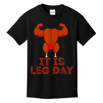 Thanksgiving Gym It's Leg Day Turkey Kids T-Shirt