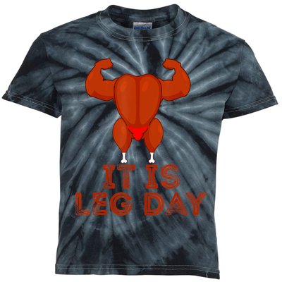 Thanksgiving Gym It's Leg Day Turkey Kids Tie-Dye T-Shirt