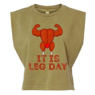 Thanksgiving Gym It's Leg Day Turkey Garment-Dyed Women's Muscle Tee