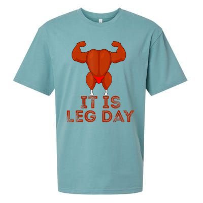 Thanksgiving Gym It's Leg Day Turkey Sueded Cloud Jersey T-Shirt