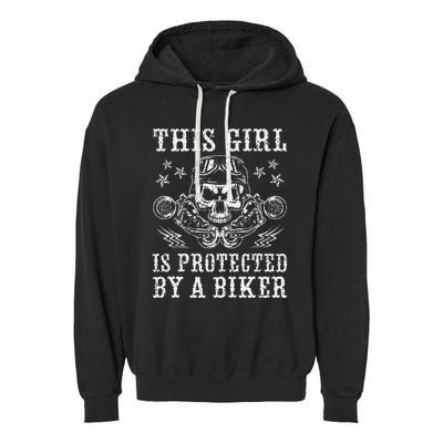 This Girl Is Protected By A Biker Garment-Dyed Fleece Hoodie