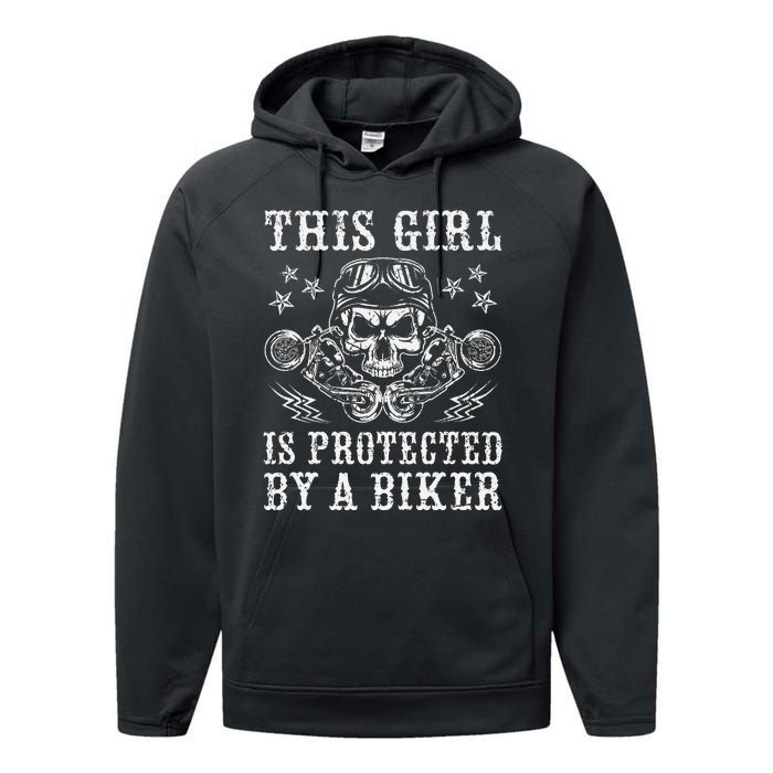 This Girl Is Protected By A Biker Performance Fleece Hoodie