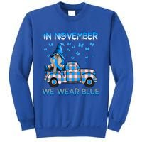 Truck Gnomes In November We Wear Blue Diabetes Awareness Gift Sweatshirt