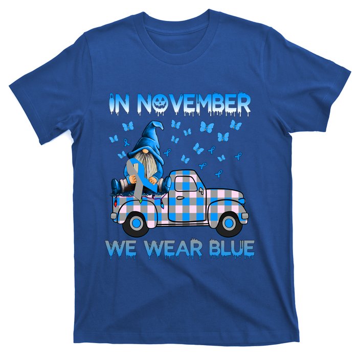 Truck Gnomes In November We Wear Blue Diabetes Awareness Gift T-Shirt