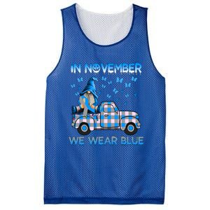 Truck Gnomes In November We Wear Blue Diabetes Awareness Gift Mesh Reversible Basketball Jersey Tank