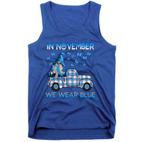 Truck Gnomes In November We Wear Blue Diabetes Awareness Gift Tank Top