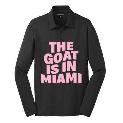 The Goat Is In Miami Funny Silk Touch Performance Long Sleeve Polo