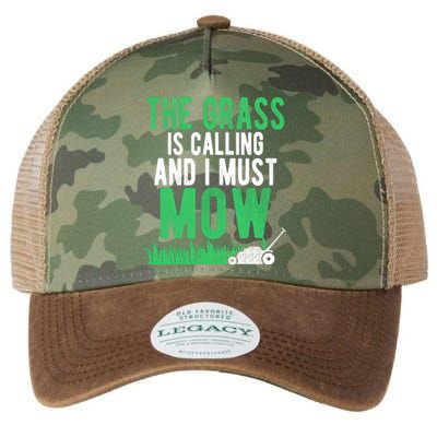 The Grass Is Calling And I Must Mow | Funny Lawn Landscaping Legacy Tie Dye Trucker Hat