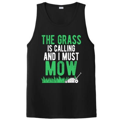 The Grass Is Calling And I Must Mow | Funny Lawn Landscaping PosiCharge Competitor Tank